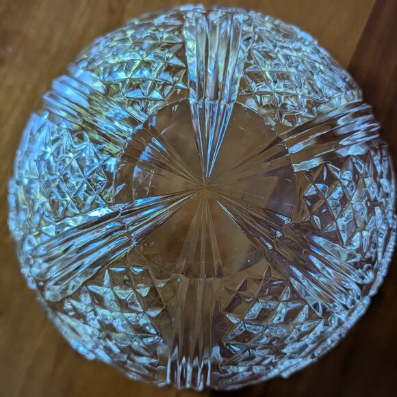 Rare Large Vintage Anna Hutte Bleikirstall Lead Crystal Bowl 8.5 inch with Roses - Picture 5 of 7